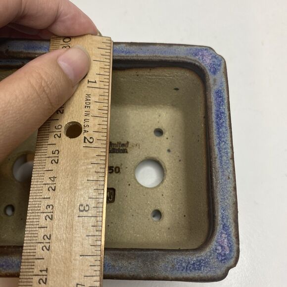 Bonsai Pot by WALSALL STUDIOS, England Crane pattern pale purple Glazed small sz - Picture 11 of 12